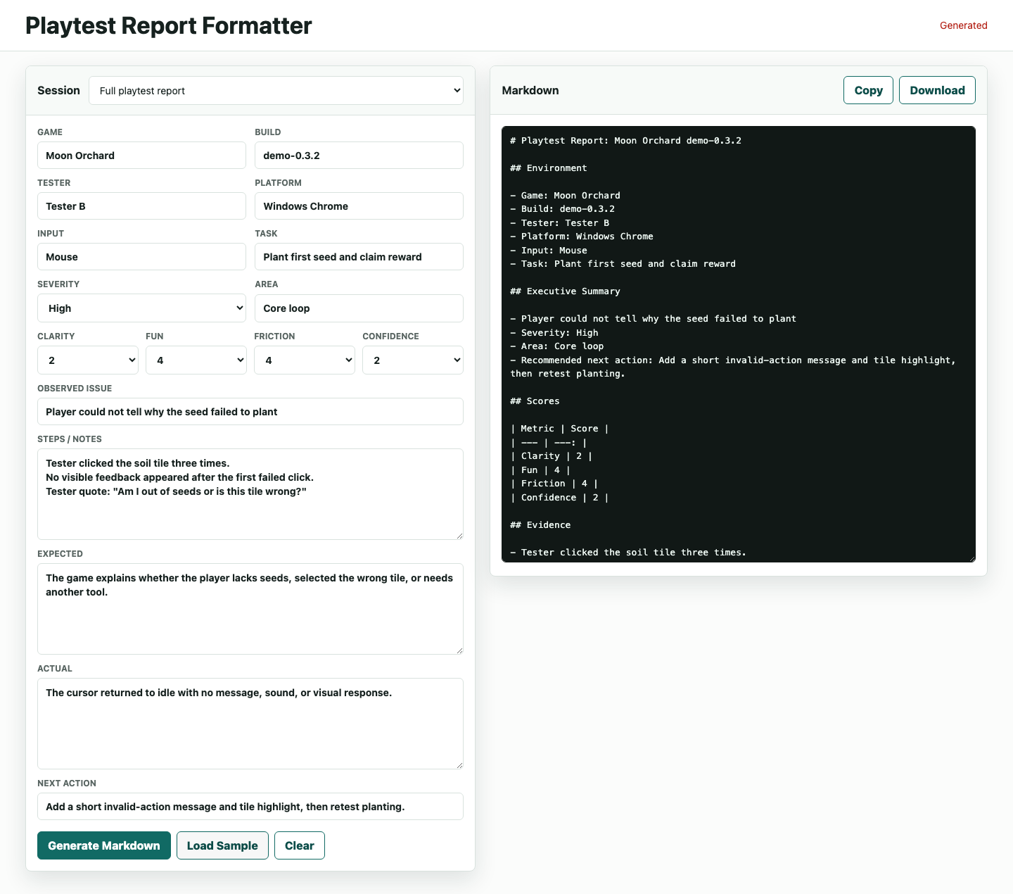 Offline formatter preview